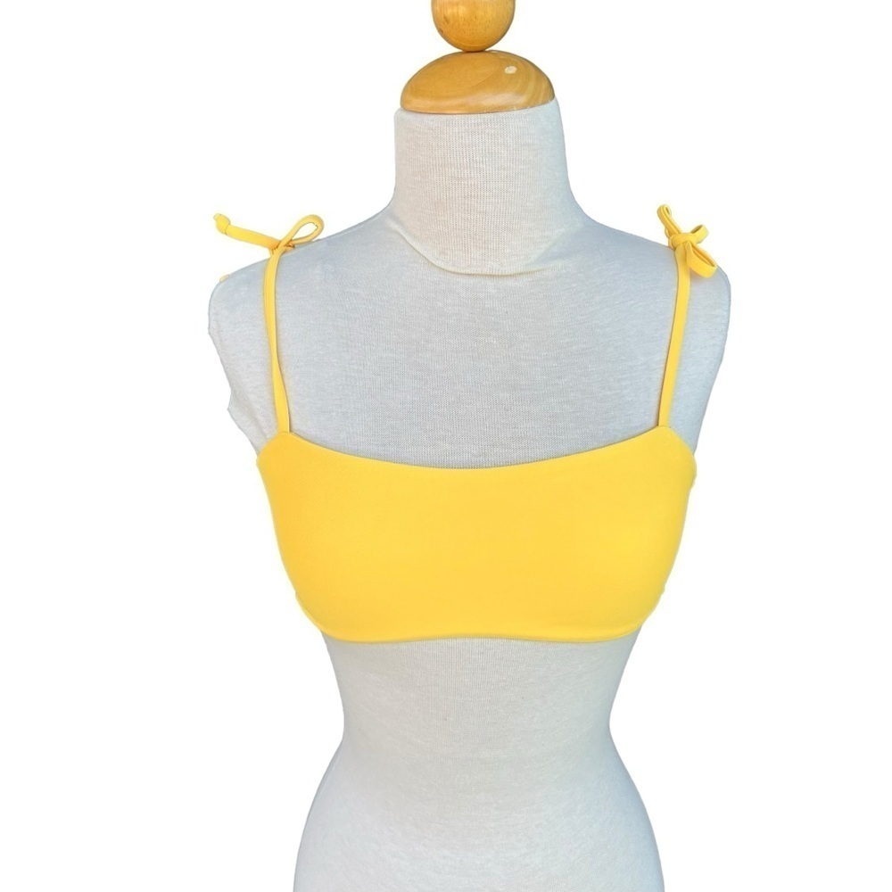BRIGHT Swimwear Tie-Strap Bikini Top Yellow Small GUC